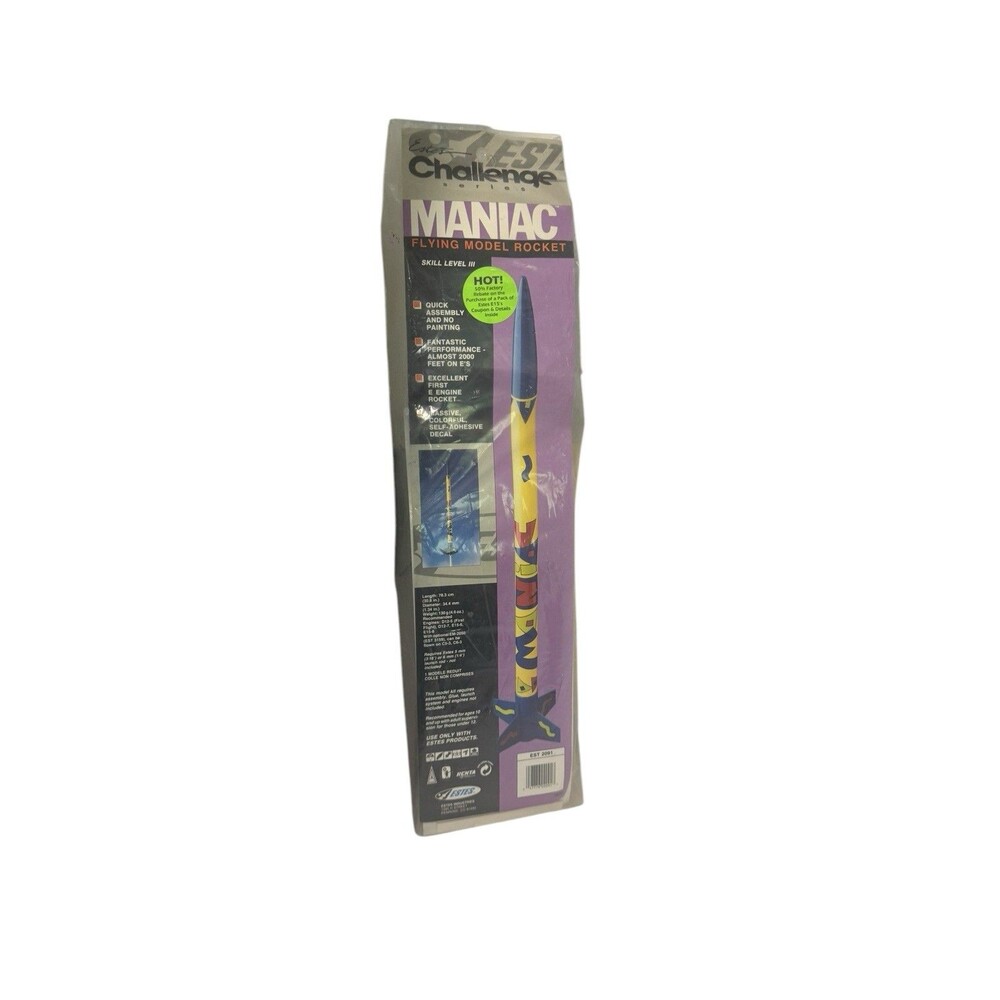 Estes Challenge Series 2091 Maniac Model Rocket New Sealed Vintage Fast Shipping